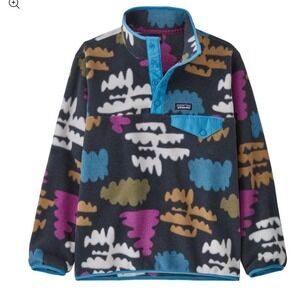 Patagonia Kids Synchilla Fleece Snap-T Pullover Abstract Cloud Print Multi S 7-8